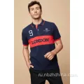 Mens Classic Contrast Block Embroidery Pique Polo рубашка